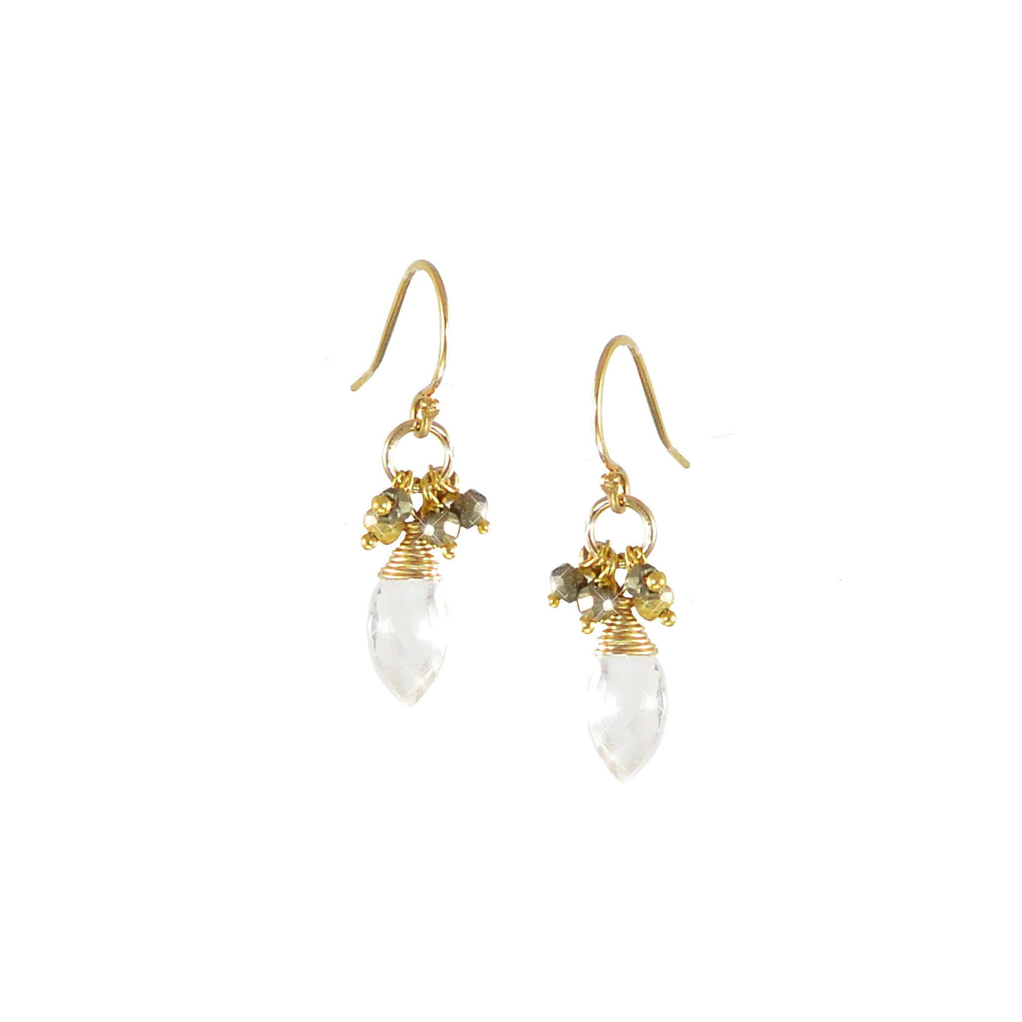 Liliana Earrings in White Topaz & Pyrite