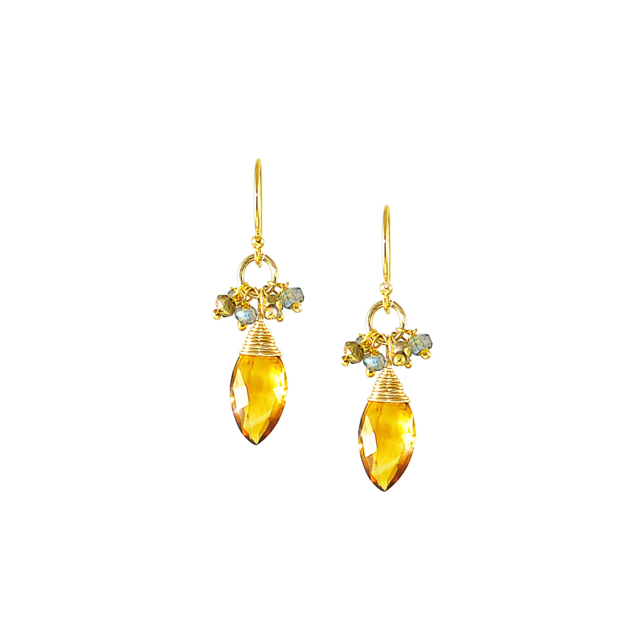 Liliana Earrings in Citrine, Labradorite & Pyrite