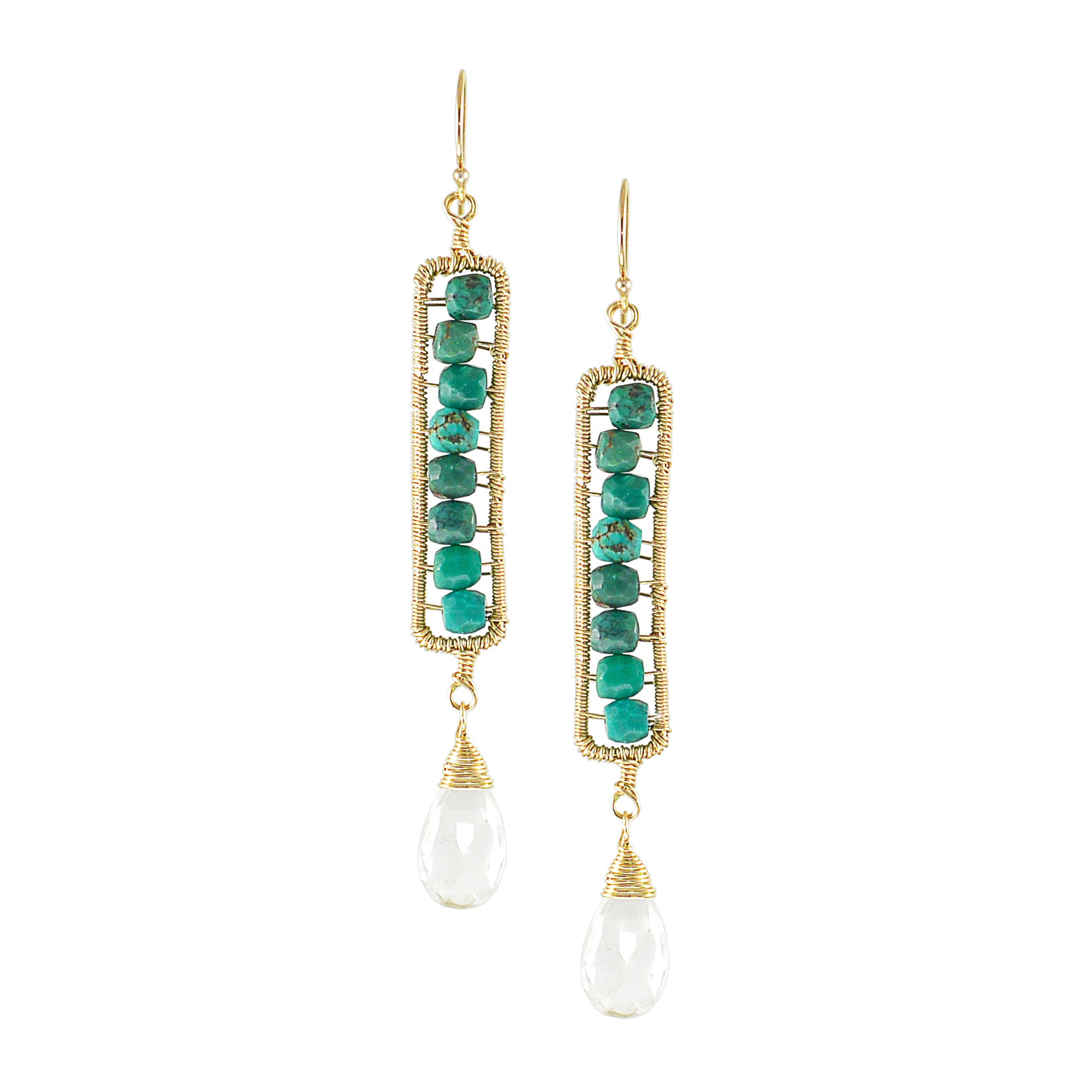 Raven Earrings in Turquoise & White Topaz