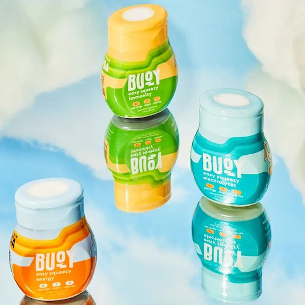 The full line of Buoy electrolyte drops.