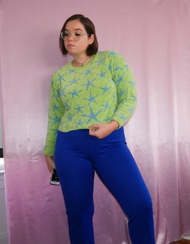 vintage bright green cropped knit sweater vintage clothing boutique women's clothing