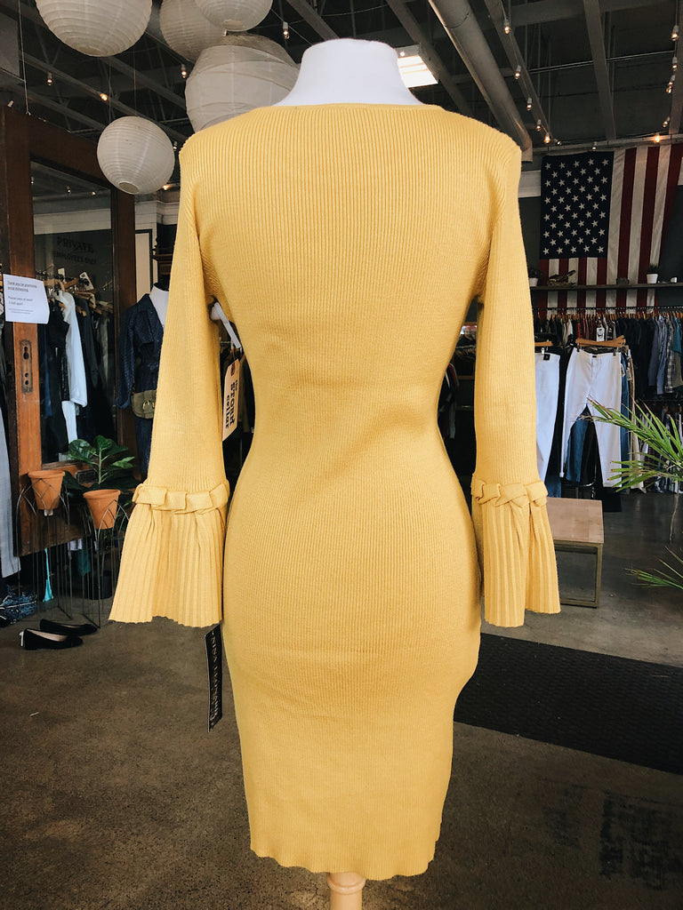 bell sleeve yellow dress