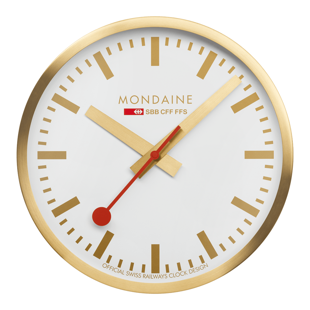 Wall clock, 40cm, golden kitchen clock,  | Mondaine UK –  Mondaine United Kingdom