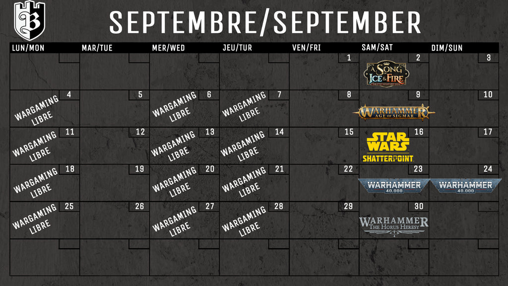 Calendrier Septembre Complet