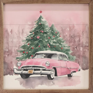 Pink Car with Christmas Trees 8x8 - MoMere