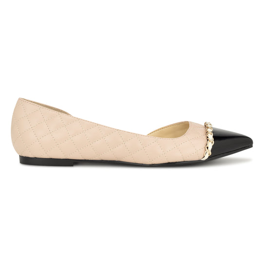 나인웨스트 NINEWEST Breza Pointy Toe Casual Flats,Natural