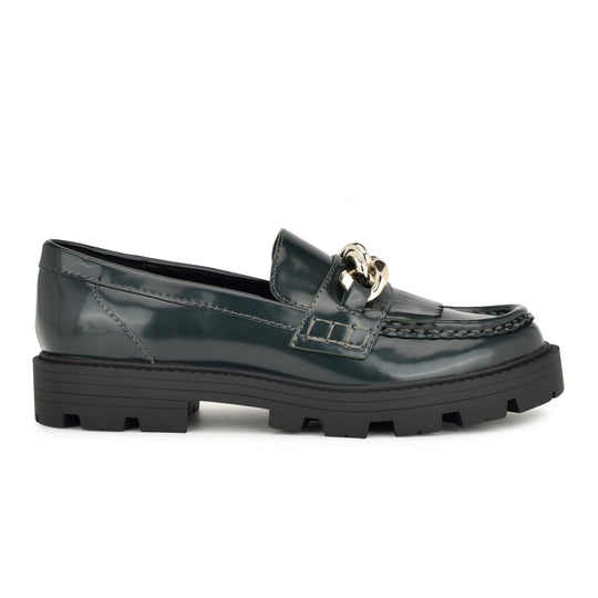 나인웨스트 NINEWEST Andme Casual Moc Loafers,Dark Green