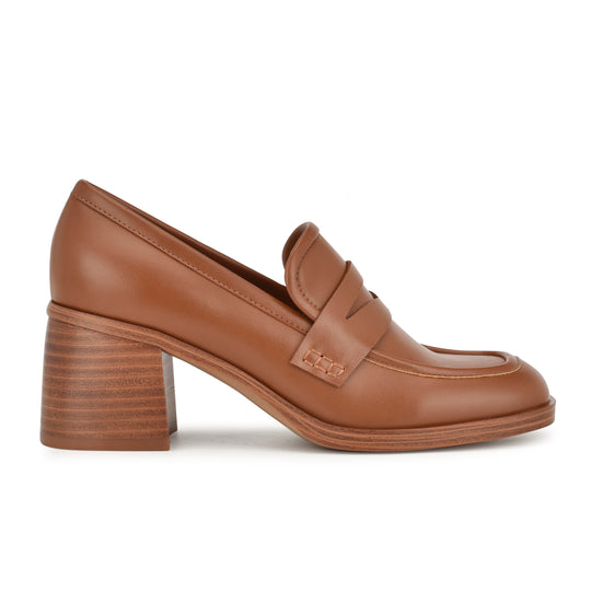 나인웨스트 NINEWEST Avalia Heeled Loafers,Dark Natural