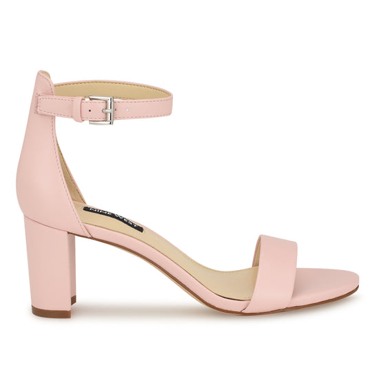 나인웨스트 NINEWEST Pruce Ankle Strap Block Heel Sandals,Light Pink