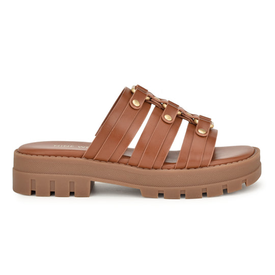 나인웨스트 NINEWEST Cazz Fisherman Slide Sandals,Brown