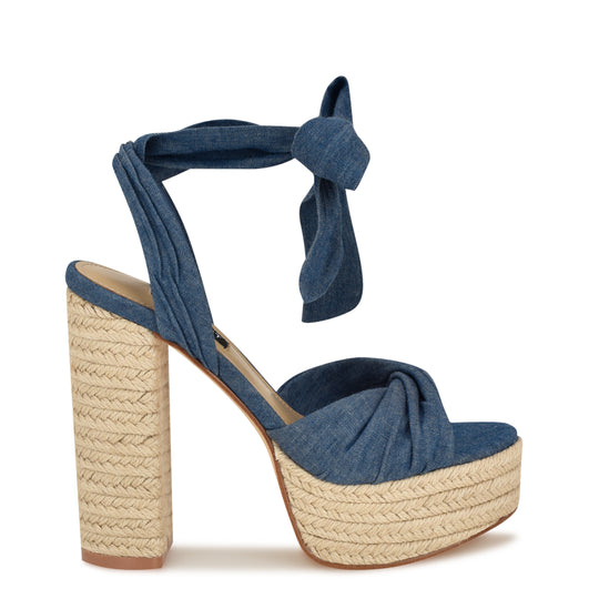 나인웨스트 NINEWEST Gertha Platform Espadrille Sandals,Denim