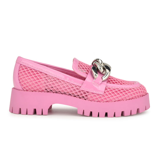 나인웨스트 NINEWEST Afer Mesh Lugsole Loafers,Pink