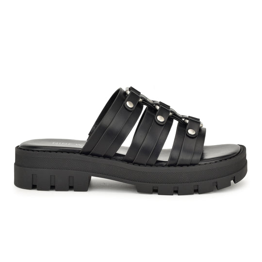 나인웨스트 NINEWEST Cazz Fisherman Slide Sandals,Black