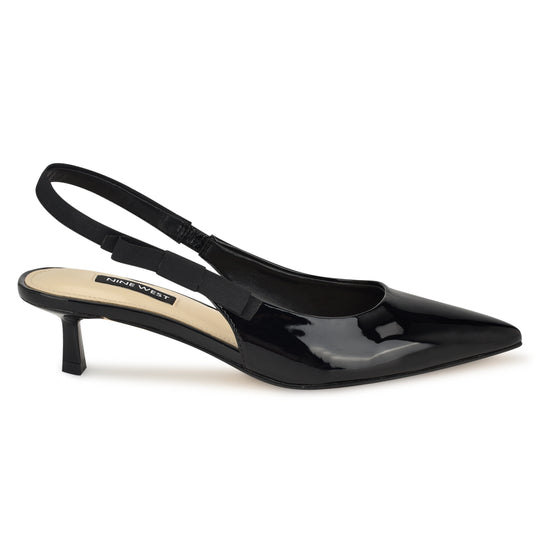 나인웨스트 NINEWEST Viki Pointy Toe Slingbacks,Black Patent