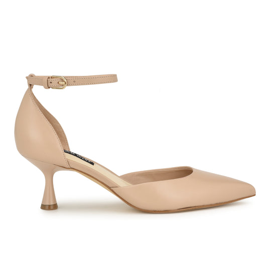 나인웨스트 NINEWEST Racha Ankle Strap Pumps,Barely Nude