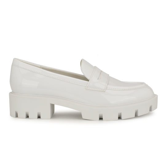 나인웨스트 NINEWEST Maibel Slip-On Loafers,White Patent