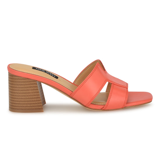 나인웨스트 NINEWEST Griselda Block Heel Sandals,Orange