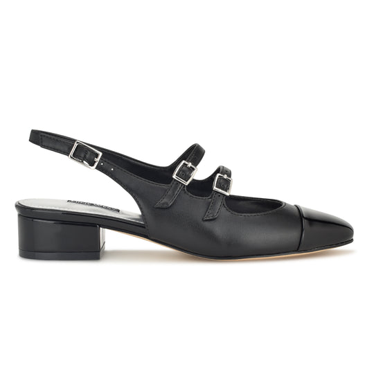 나인웨스트 NINEWEST Norah Cap Toe Mary Jane Slingbacks,Black