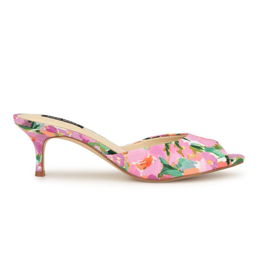 나인웨스트 NINEWEST Luvlie Heeled Slide Sandals,Pink Floral
