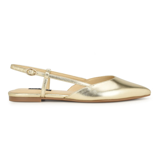 나인웨스트 NINEWEST Bircah Pointy Toe Flat Slingbacks,Gold