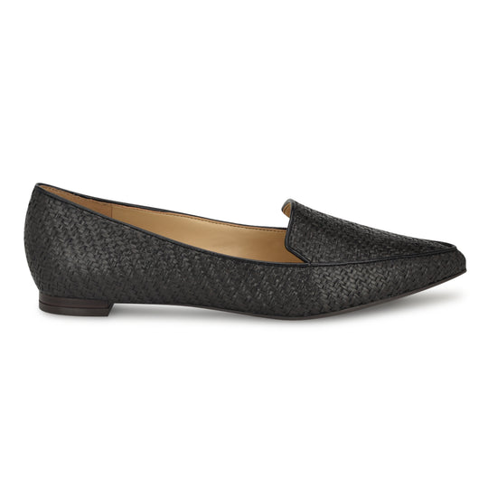 나인웨스트 NINEWEST Abay Smoking Flats,Black Raffia