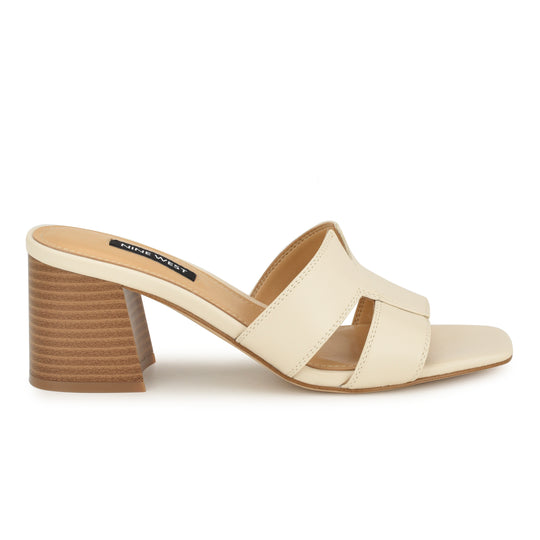 나인웨스트 NINEWEST Griselda Block Heel Sandals,Ivory