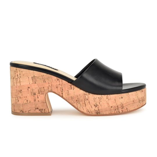 나인웨스트 NINEWEST Boone Platform Slide Sandals,Black