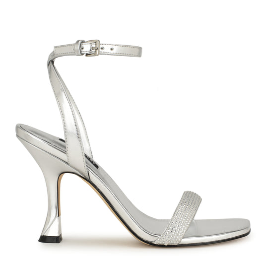나인웨스트 NINEWEST Nyrah Ankle Strap Sandals,Silver