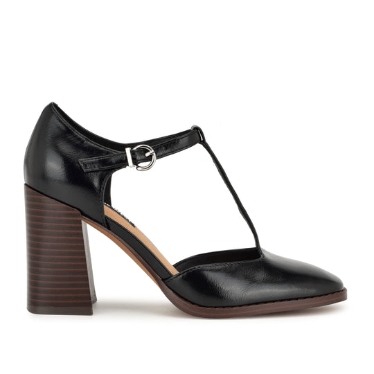 나인웨스트 NINEWEST Janky T Strap Heels,Black