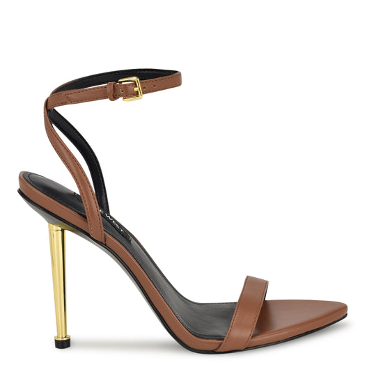 나인웨스트 NINEWEST Reina Ankle Strap Sandals,Light Brown