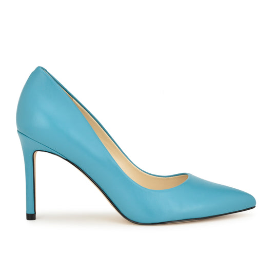 나인웨스트 NINEWEST Ezra Pointy Toe Pumps,Teal Blue Leather