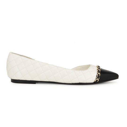 나인웨스트 NINEWEST Breza Pointy Toe Casual Flats,White