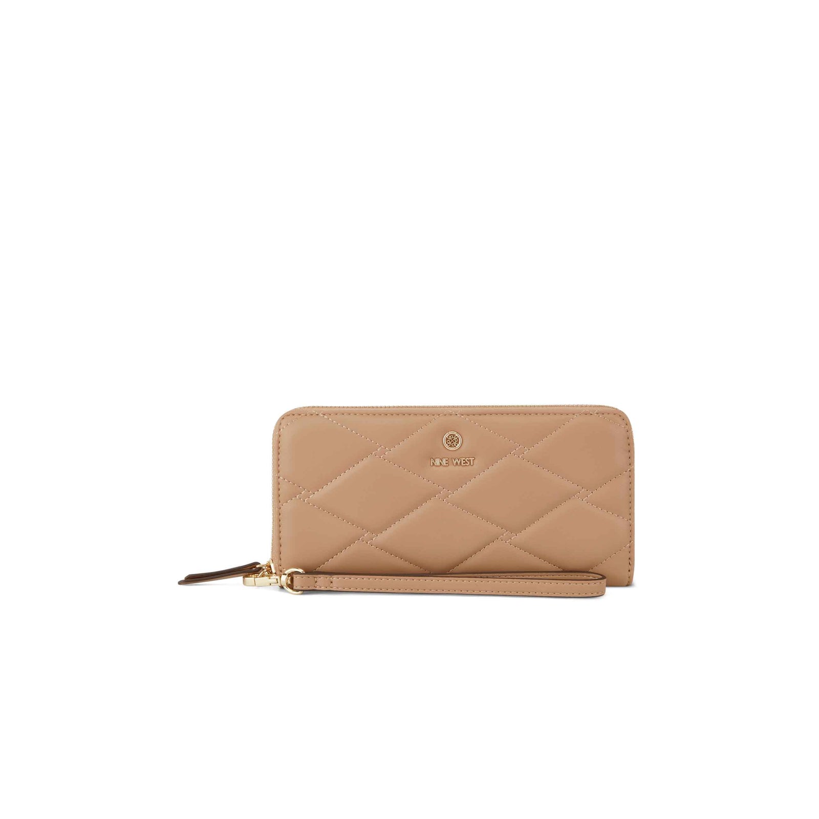 Nine West Linnette Zip Around Wristlet Wallet - Brown/Black Logo