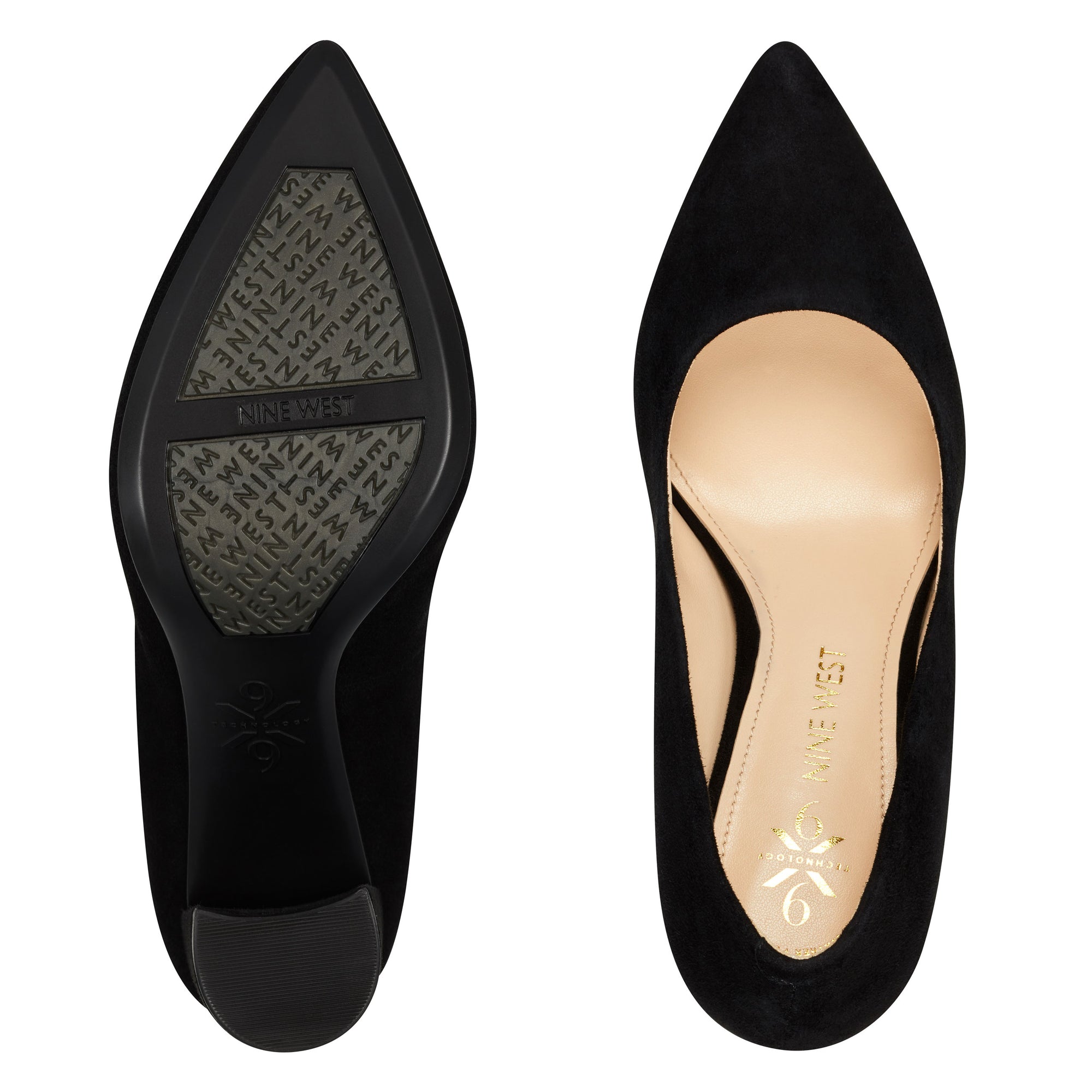 nine west black suede flats