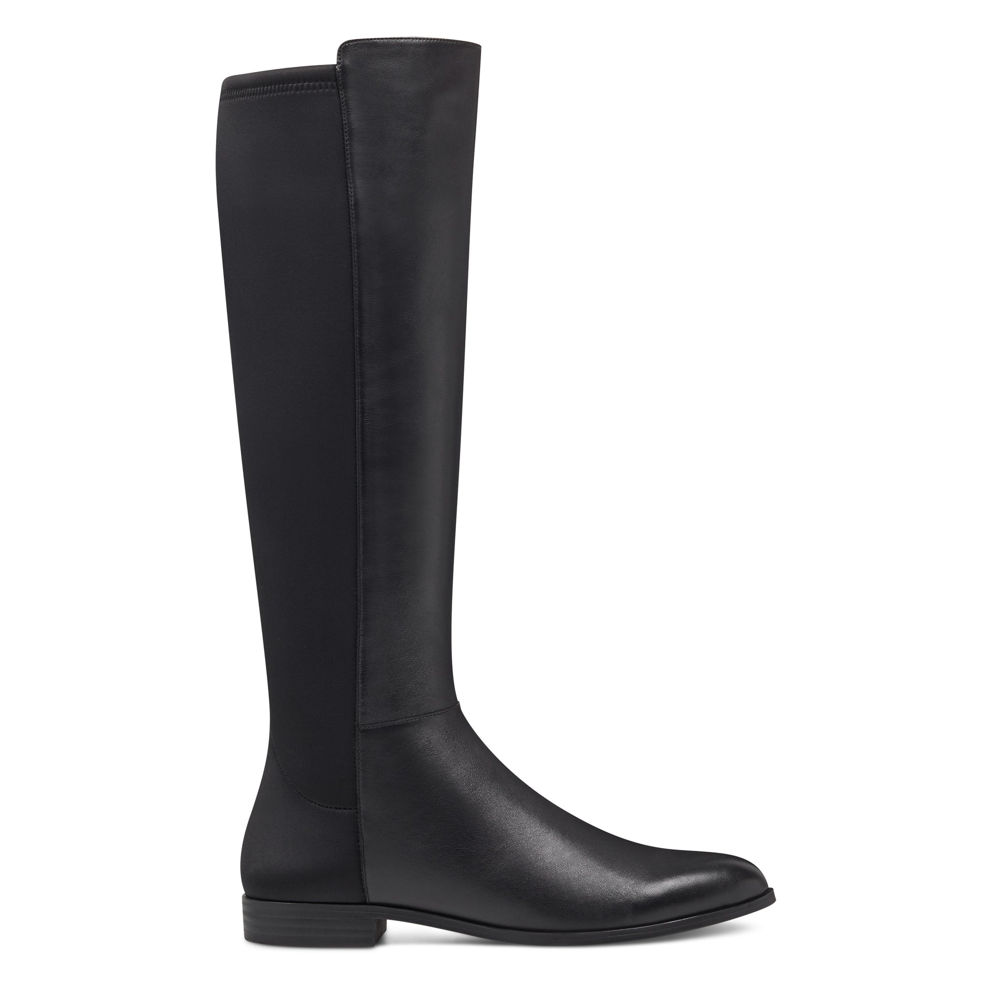 black stretch leather boots