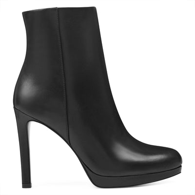 나인 웨스트 부츠 NINE WEST Quanette Platform Booties,Black Leather