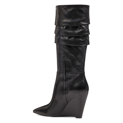 nine west black wedge booties