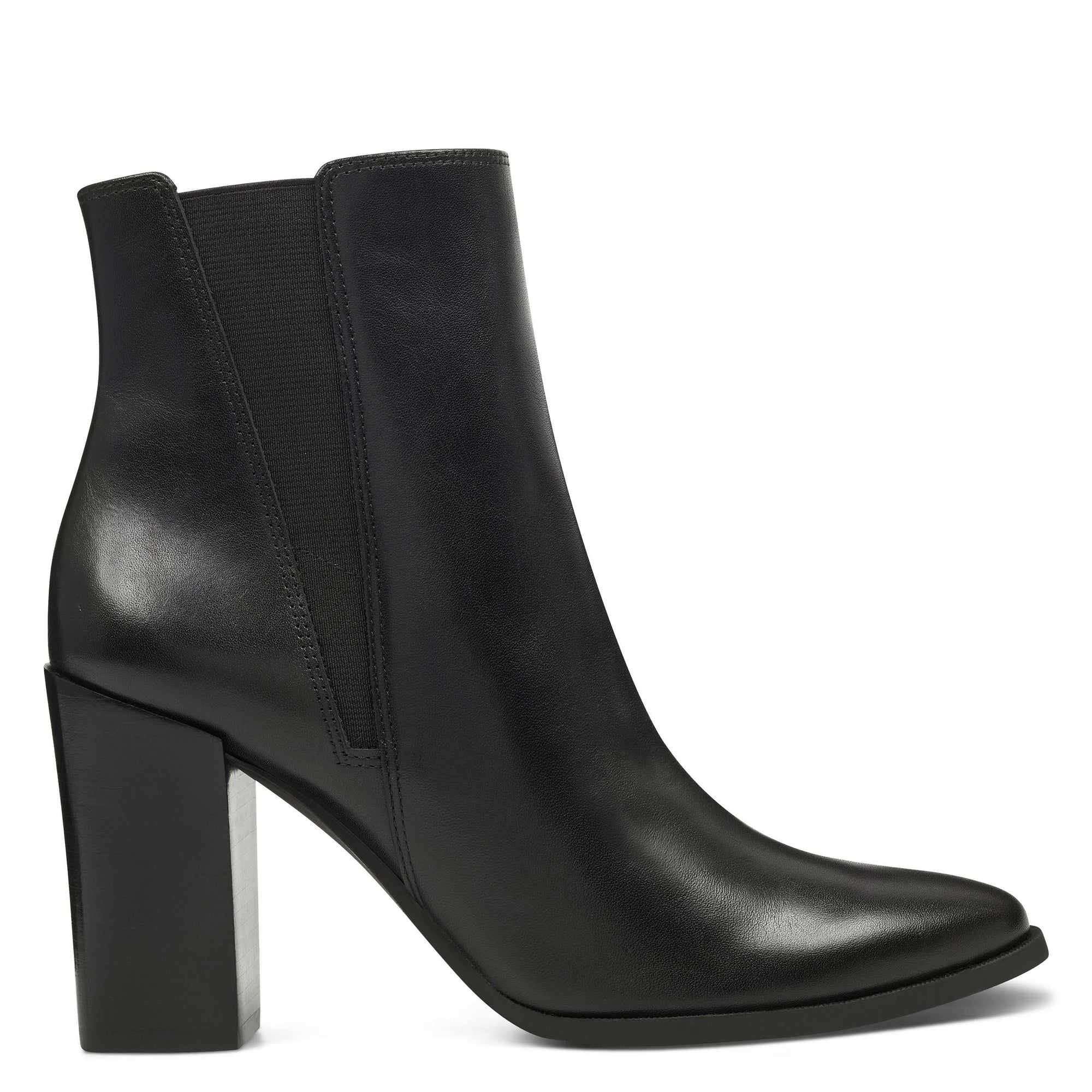 long black leather heeled boots