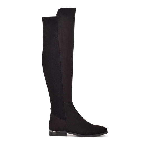 Platform Rain Boots Knee High Boots Round Toe Elastic Band Sleeve Slip-on  Pink Black designer