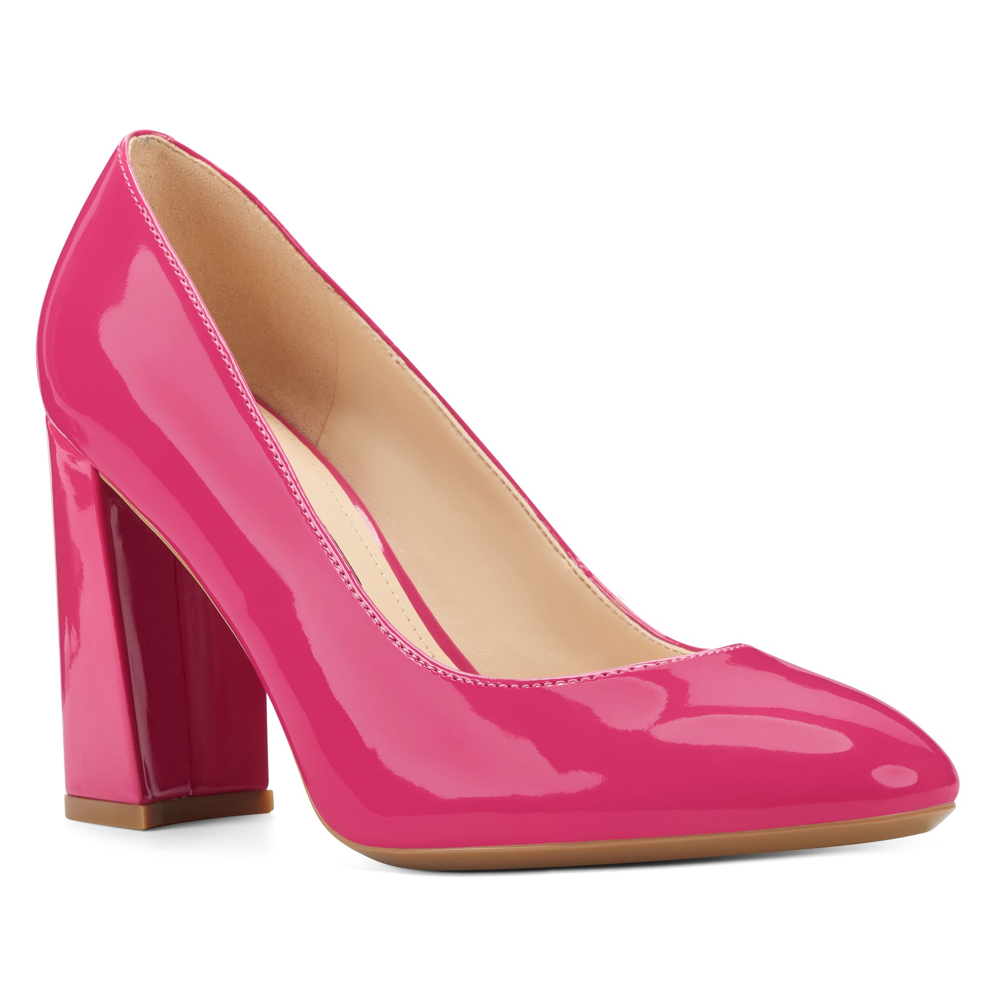 pink block heel pumps