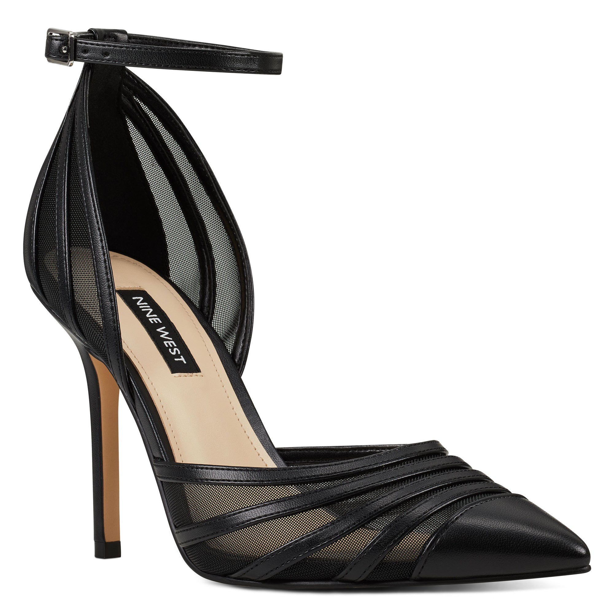 nine west black heels with ankle strap