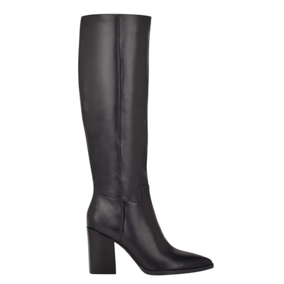 나인 웨스트 롱 부츠 NINE WEST Brixe Heeled Boots,Black Leather