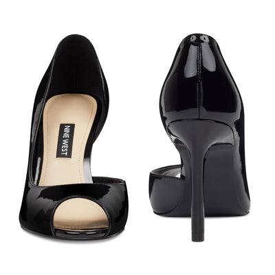 nine west black open toe heels