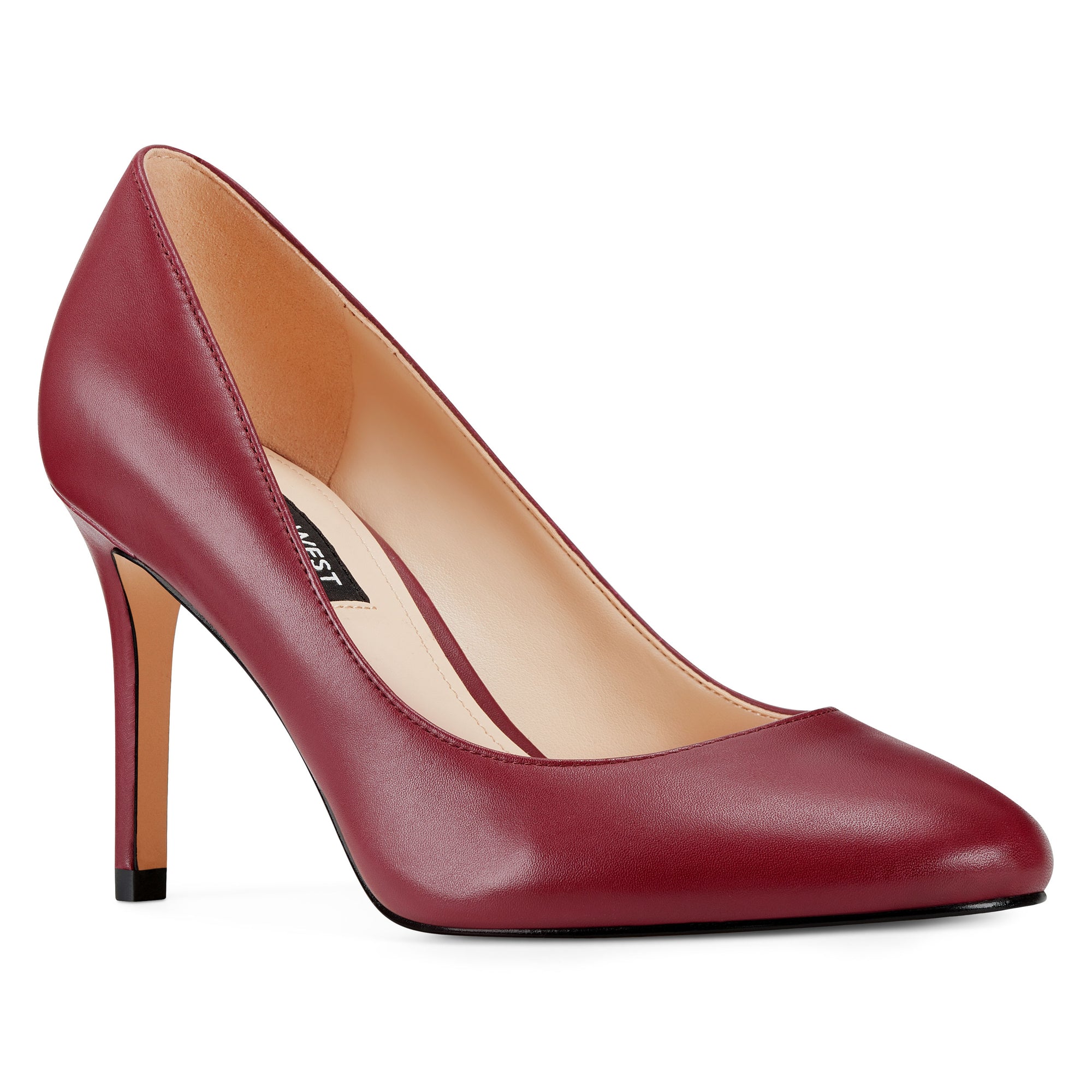 round toe leather pumps