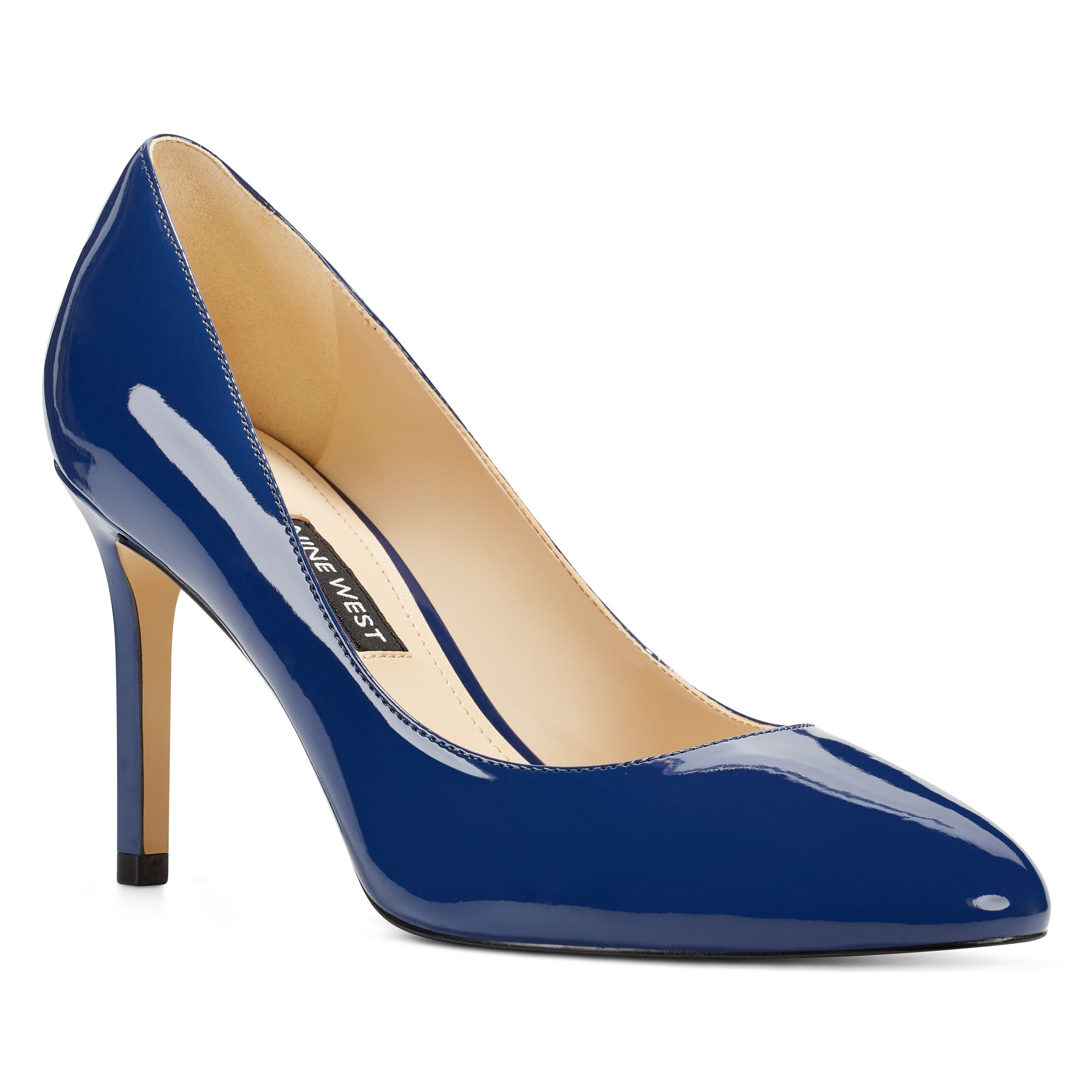 blue round toe pumps