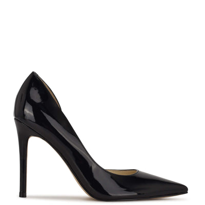 나인 웨스트 펌프스 NINE WEST Folowe dOrsay Pointy Toe Pumps,Black Patent