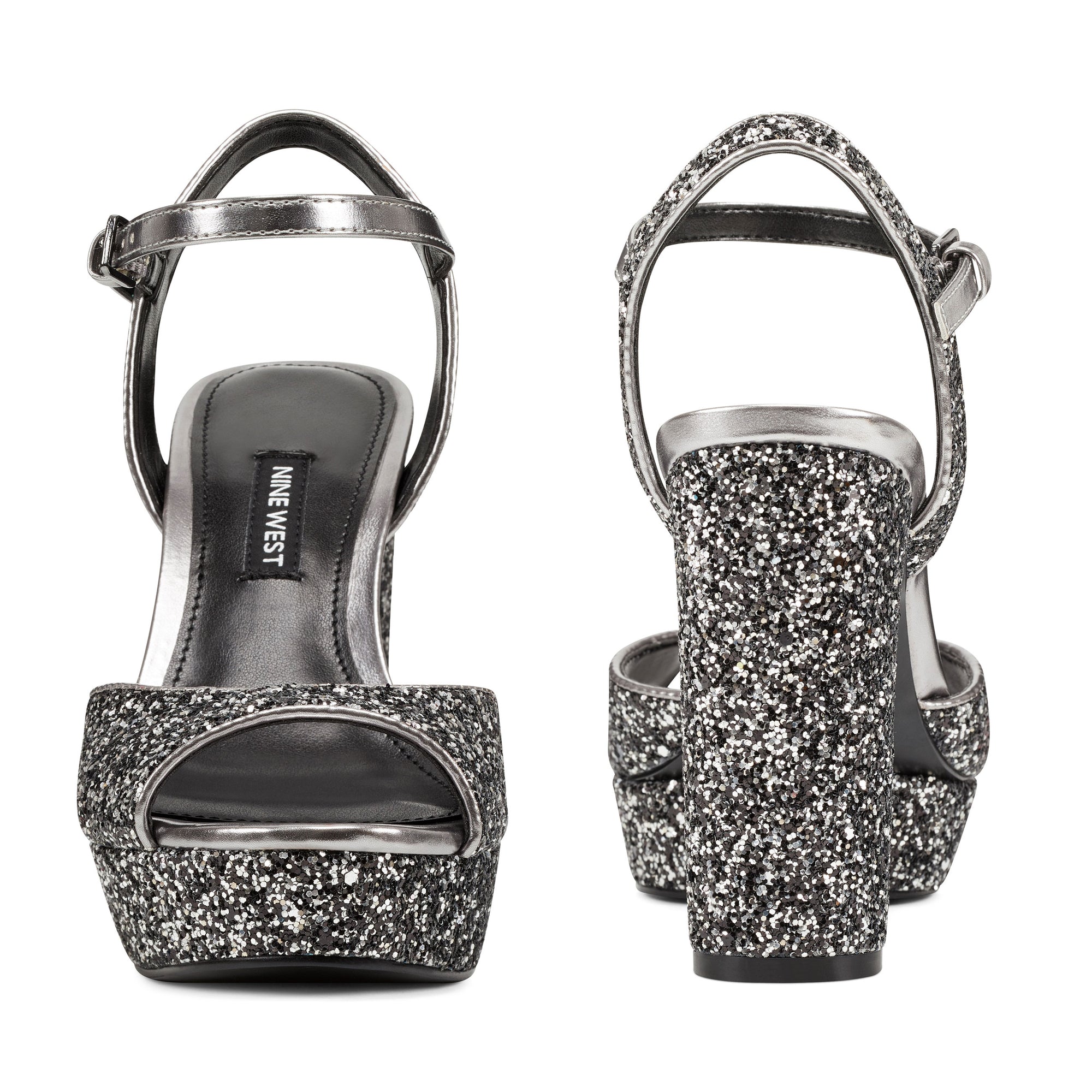 silver nine west heels