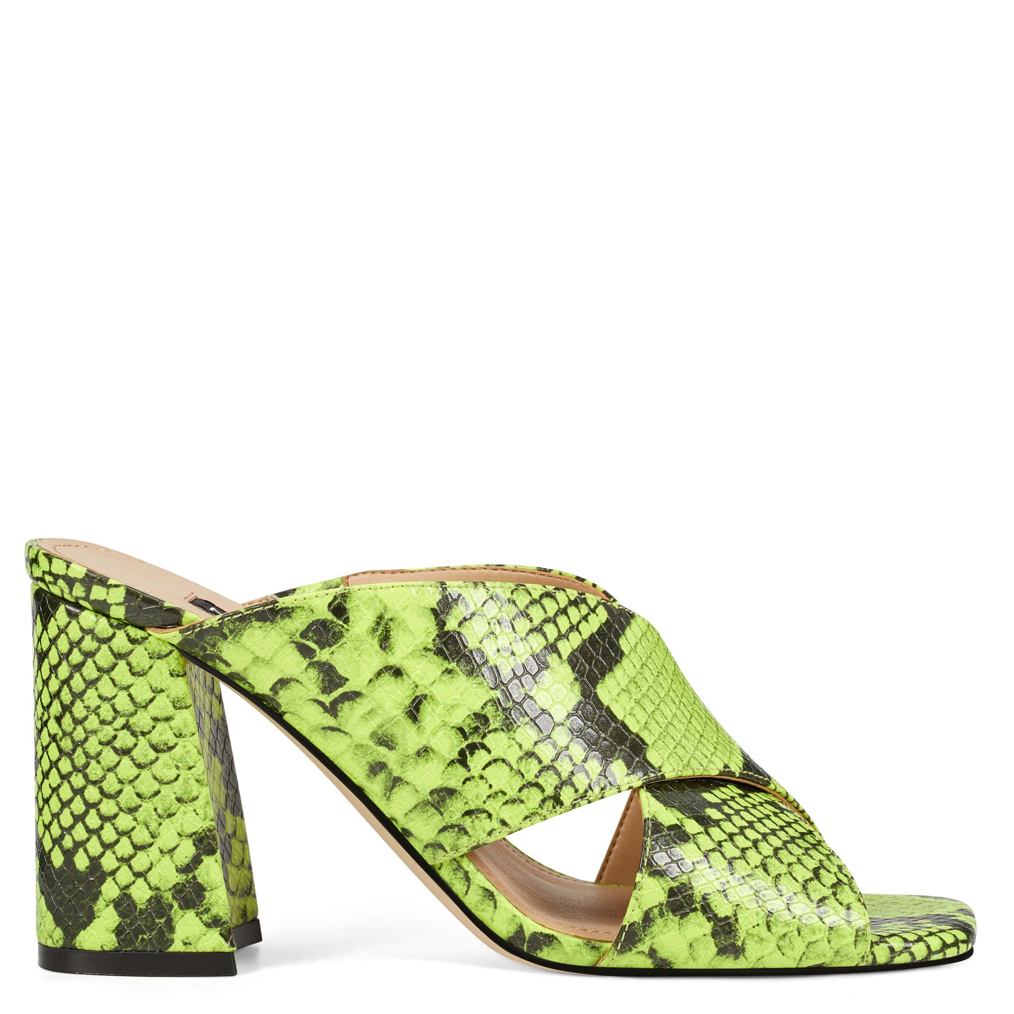 green sandals block heel