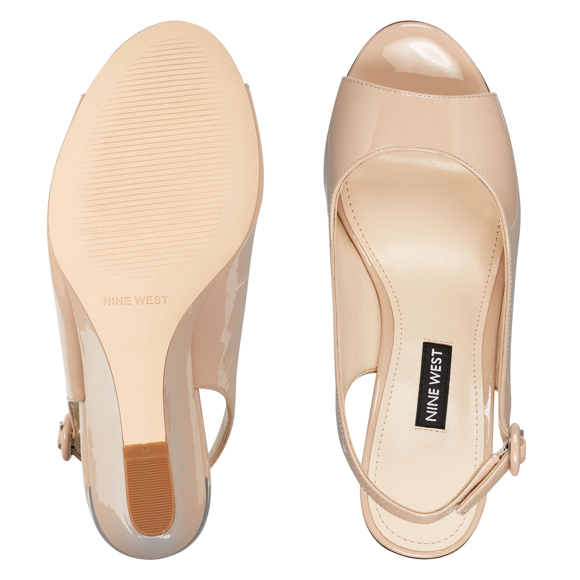 nine west nude wedges