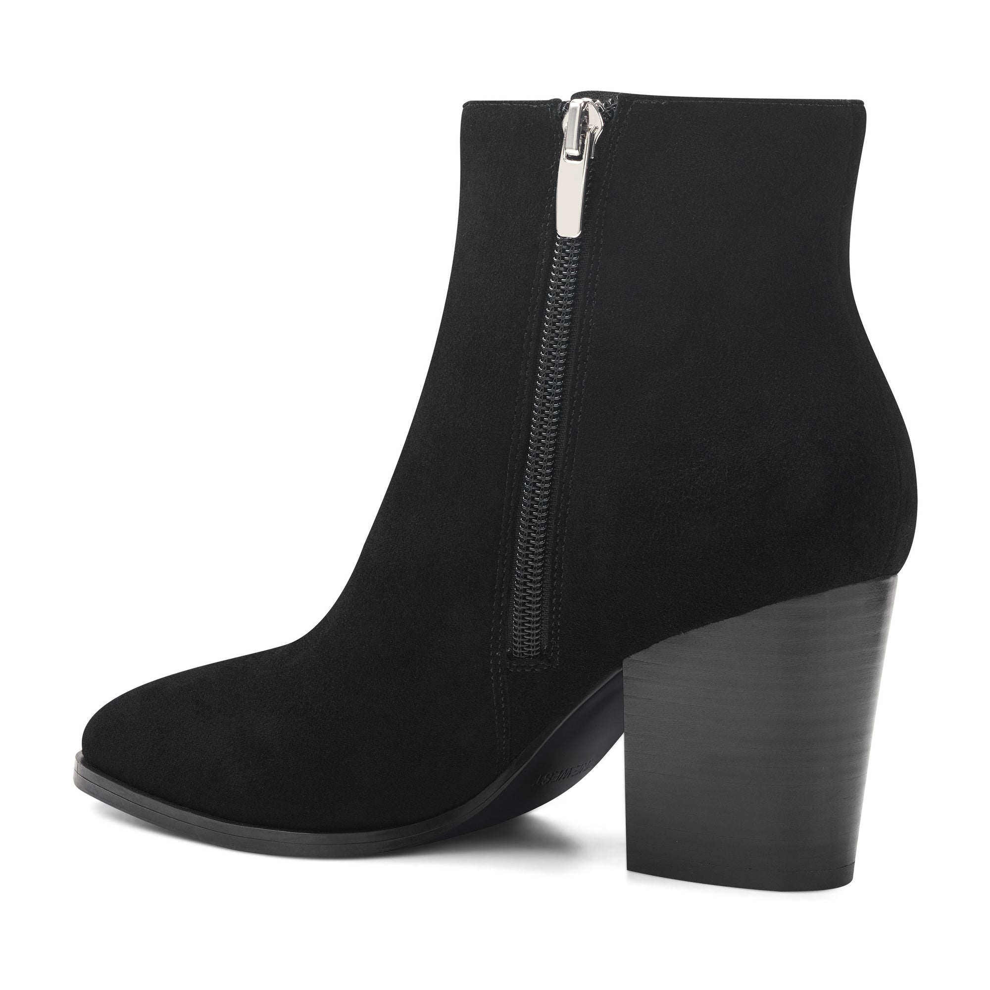 black suede round toe booties